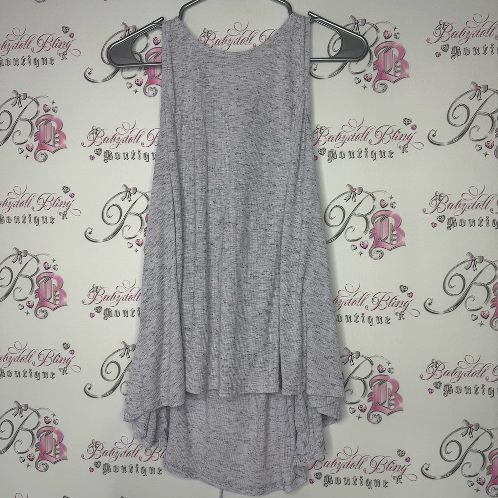 Akemi + Kin tank top lace up corset ribbon heathered lilac purple grey long